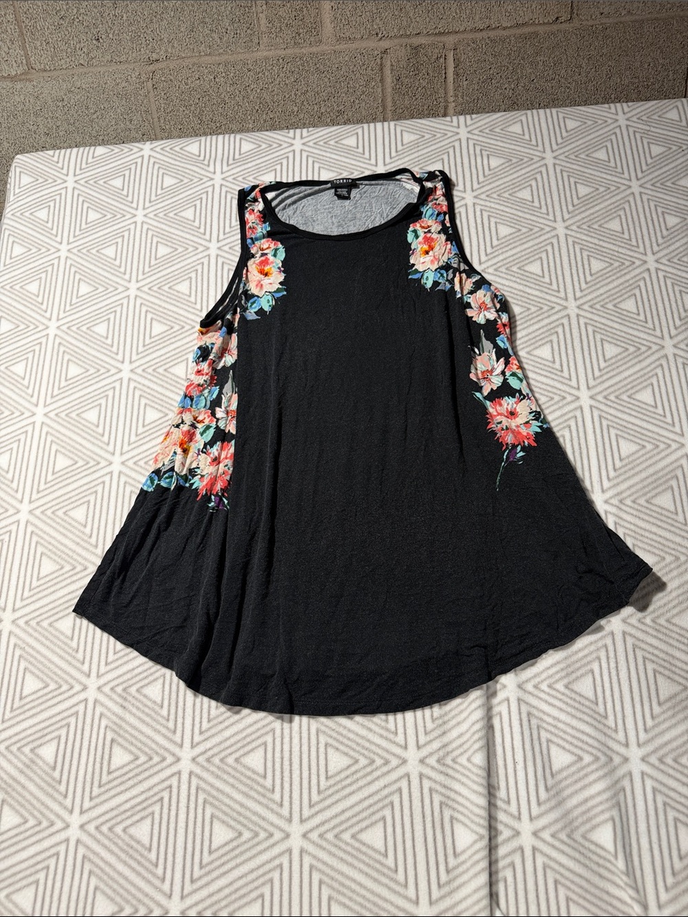 torrid Black Tank with Pink,‎ Orange and Blue Floral Panels